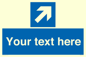 Custom Mandatory directional sign, blue arrow up and right